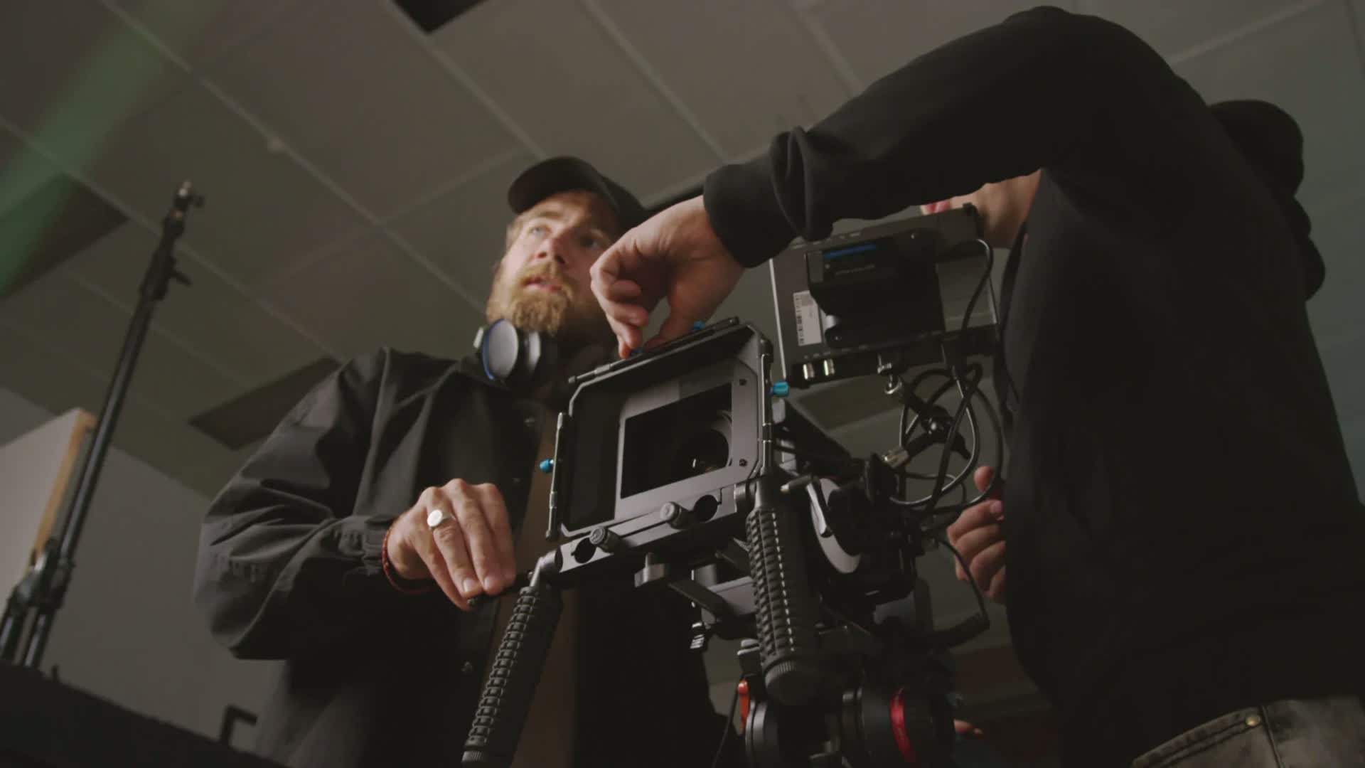 Cinematographer and technician on set
